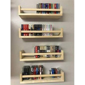 Floating Shelves for Wall, Burlywood Nursery Book Shelves, 15.7 inch (4 Pack)